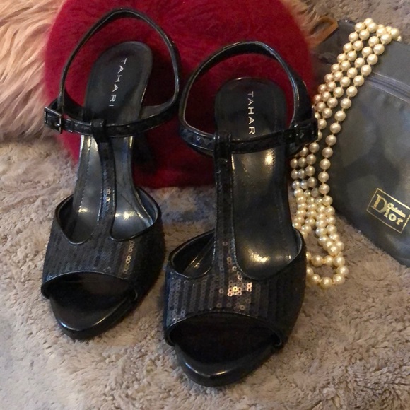 🖤🖤🖤 8 Tahari Beautiful black sequin pumps - Picture 6 of 11
